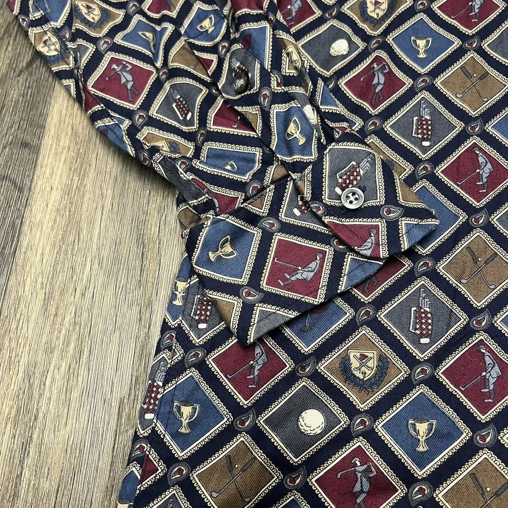 Vintage 50s 60s Ripley Dallas Golf Print Button Up Shirt Men's S/M Multicolor - Picture 4 of 10